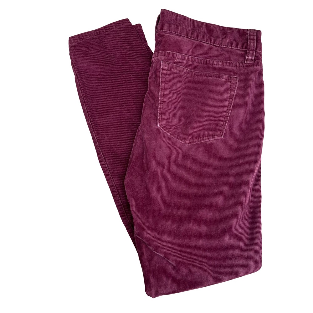 J.Crew Corduroy Pants Women Small 26 Burgundy‎ Stretch Skinny Leg Cotton - Picture 5 of 9